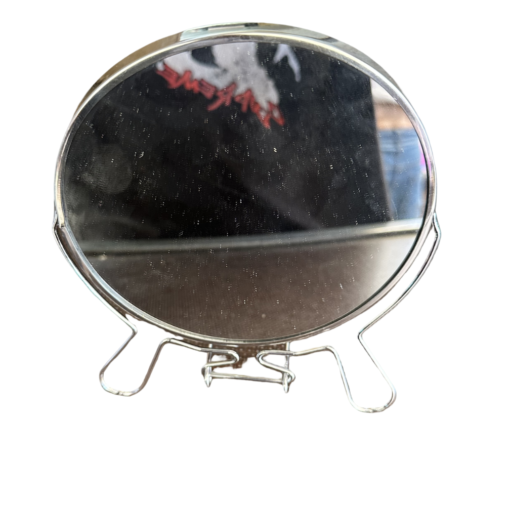 SPECCHIO DOPPIA FACCIA IN ACCIAO SPECCHIO PER TRUCCARSI DOPPIA FACCIA 12 CM CIRCOLARE E 14 CM CIRCOLARE