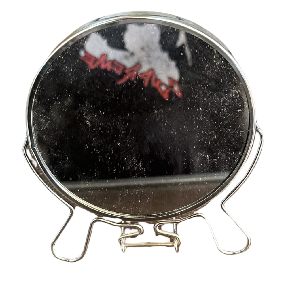 SPECCHIO DOPPIA FACCIA IN ACCIAO SPECCHIO PER TRUCCARSI DOPPIA FACCIA 12 CM CIRCOLARE E 14 CM CIRCOLARE