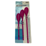 TRIS DI CUCCHIAIE TRIS CUCCHIAI SET DI 3 CUCCHIAIE, SPATOLE DA CUCINA POSATE , CUCCHIARELLE IN PLASTICA UTENSILE PER LA CUCINA PER MESCOLARE