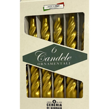 CANDELE TORCIGLIONE ADDOBBI NATALIZI COLORATE ORO E SILVER  Ø 2,2 CM- 21 CM