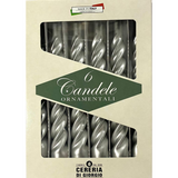 CANDELE TORCIGLIONE ADDOBBI NATALIZI COLORATE ORO E SILVER  Ø 2,2 CM- 21 CM