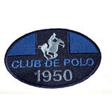 TOPPE TERMOADESIVE STILE VINTAGE LOGO CLUB DE POLO 1950 PER COPRIRE STRAPPI TOPPE TERMOADESIVE RICAMATE DA STIRARE PER JEANS PANTOLONI PER COPRIRE BUCHI VARI COLORI MISURA 5X8 CM