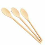 TRIS LUSSO CUCCHIAI MESTOLI DA CUCINA IN LEGNO DI FAGGIO UTENSILE PER MESCOLARE MISURE CM 25-30-35