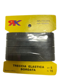 MOLLA NERO TRECCIA ELASTICA BORDATA 5 METRI ALTA 16 MM